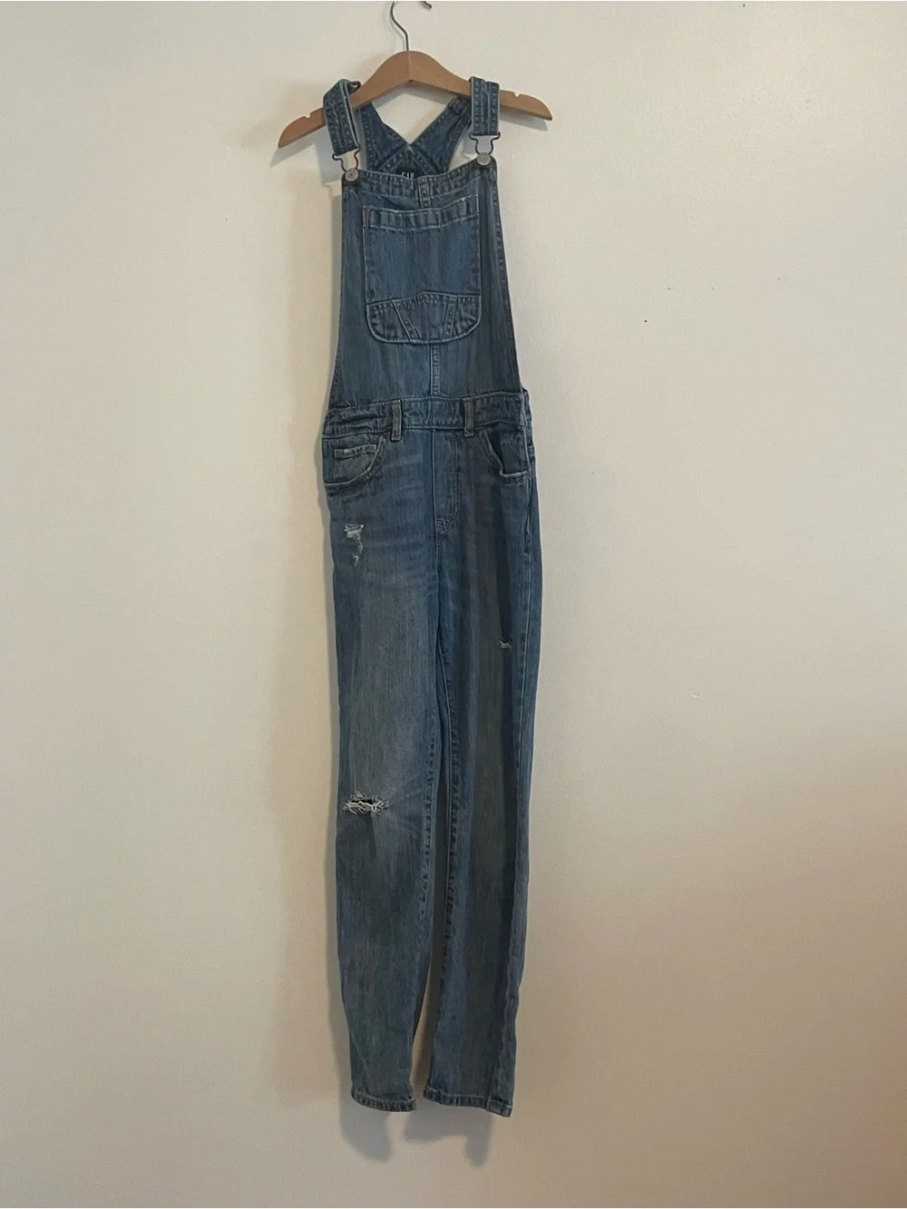 GAP Light Blue Distressed Denim Girls Overalls